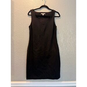 Banana Republic Womens Black Sheath Dress Size 8 Sleeveless Side Zip Scoop Neck